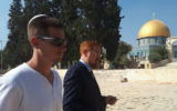MK Yehudah Glick, right, and his son Shlomo visiting the Temple Mount in Jerusalem, October 25, 2017. (Twitter screen capture)