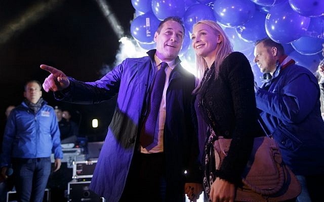 Leader of the right-wing Austrian Freedom Party (FPOe) Heinz-Christian Strache and his wife Philippa Strache arrive for a TV debate on October 10, 2017 in Vienna in the run-up to Austrian federal elections on 15 October 2017. (AFP/APA/Georg Hochmuth/Austria Out) Leader of the right-wing Austrian Freedom Party (FPOe) Heinz-Christian Strache and his wife Philippa Strache arrive for a TV debate on October 10, 2017 in Vienna in the run-up to Austrian federal elections on 15 October 2017. (AFP/APA/Georg Hochmuth/Austria Out)
