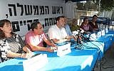 Settler leaders protest outside the Prime Minister's residence in Jerusalem, demanding security improvements to West Bank roads on October 24, 2017. (Courtesy: Miri Tzachi)