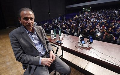 This file photo taken on March 26, 2016, shows Swiss scholar Tariq Ramadan at a conference in Bordeaux. (AFP Photo/Mehdi Fedouach)
