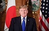 US President Donald Trump attends a joint press conference with Japanese Prime Minister Shinzo Abe at Akasaka Palace in Tokyo on November 6, 2017. 
 (AFP PHOTO / JIM WATSON)