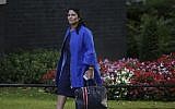 This photo taken on September 12, 2017, shows Britain's then international development secretary Priti Patel arriving at the weekly meeting of the cabinet at Downing Street in central London. (AFP Photo/Daniel Leal-Olivas)