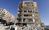 Illustrative: Buildings damaged by the 7.3-magnitude earthquake that struck two days before in the town of Sarpol-e Zahab in Iran's western Kermanshah province, November 14, 2017. (AFP Photo/Atta Kenare/File)