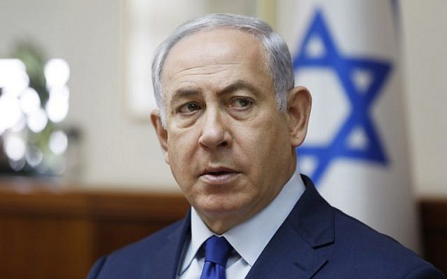 Prime Minister Benjamin Netanyahu attends the weekly cabinet meeting in Jerusalem on November 19, 2017. (AFP/Pool/Ronen Zvulun) Prime Minister Benjamin Netanyahu attends the weekly cabinet meeting in Jerusalem on November 19, 2017. (AFP/Pool/Ronen Zvulun)