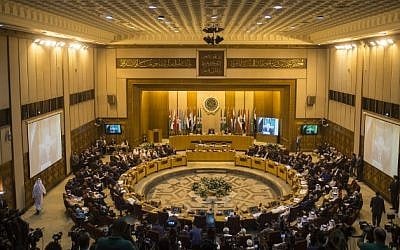 A picture from November 19, 2017, shows a general view of the Arab League headquarters during a meeting in the Egyptian capital Cairo. (AFP/Khaled Desouki)