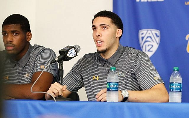 This file photo taken on November 14, 2017 shows LiAngelo Ball and Cody Riley (L) of the UCLA Men's Baskeball team speaking to the media during a press conference at Pauley Pavilion in Los Angeles, California. (AFP PHOTO / GETTY IMAGES NORTH AMERICA / Josh Lefkowitz) This file photo taken on November 14, 2017 shows LiAngelo Ball and Cody Riley (L) of the UCLA Men's Baskeball team speaking to the media during a press conference at Pauley Pavilion in Los Angeles, California. (AFP PHOTO / GETTY IMAGES NORTH AMERICA / Josh Lefkowitz)