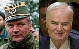 This combination of pictures created on November 22, 2017 shows, left, Ratko Mladic, then Bosnian Serb general looking on in Sarajevo on February 15, 1994, and, right, Mladic smiling as he enters the International Criminal Tribunal for the former Yugoslavia (ICTY), on November 22, 2017, to hear the verdict in his genocide trial. (AFP Photo/AFP Photo and Pool/Pascal Guyot and Peter Dejong)