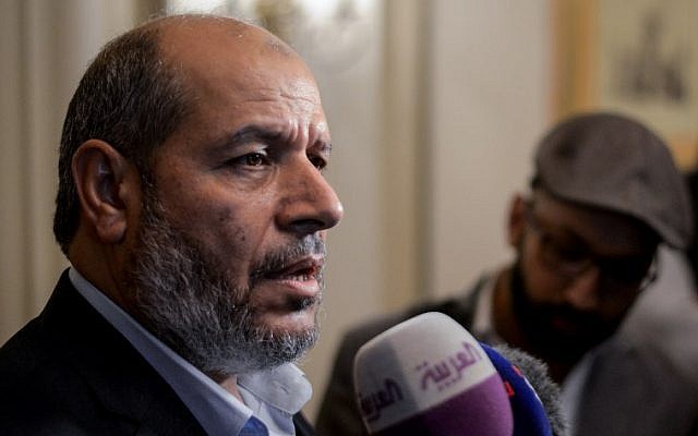 Senior Hamas leader Khalil al-Hayya is seen in the Egyptian capital Cairo on November 22, 2017. (AFP Photo/Mohamed El-Shahed) Senior Hamas leader Khalil al-Hayya is seen in the Egyptian capital Cairo on November 22, 2017. (AFP Photo/Mohamed El-Shahed)