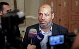 Hamas senior political leader Khalil al-Hayya in Cairo, Egypt on November 22, 2017. (AFP Photo/Mohamed El-Shahed)
