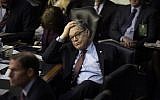 This photo taken on March 20, 2017 shows US Senator Al Franken (D-MN) taking a break during the Neil Gorsuch Senate Judiciary Committee confirmation hearing as US President Donald Trump's nominee for the Supreme Court on Capitol Hill in Washington, DC. (AFP PHOTO / Brendan SMIALOWSKI)