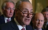 Senate Minority Leader Charles Schumer (D-NY) speaks about the Senate's agenda after attending the Senate Democrat's policy luncheon on Capitol Hill, in Washington, DC, October 31, 2017. (Mark Wilson/Getty Images/AFP)