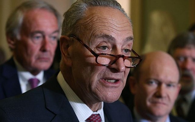 Senate Minority Leader Charles Schumer (D-NY) speaks about the Senate's agenda after attending the Senate Democrat's policy luncheon on Capitol Hill, in Washington, DC, October 31, 2017. (Mark Wilson/Getty Images/AFP) Senate Minority Leader Charles Schumer (D-NY) speaks about the Senate's agenda after attending the Senate Democrat's policy luncheon on Capitol Hill, in Washington, DC, October 31, 2017. (Mark Wilson/Getty Images/AFP)