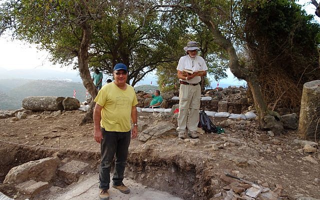Co-directors of the Galilee early church excavations at their recent dig site, historian Jacob Ashkenazi and archaeologist Mordechai Aviam from the Kinneret Institute for Galilean Archaeology at the Kinneret Academic College (courtesy Mordechai Aviam)