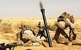 US Marines fire a M252A2 81 mm mortar system during a live-fire training mission at Al Asad Air Base, Iraq, October 24, 2015. (Illustrative: US Marine Corps/Sgt. Owen Kimbrel)