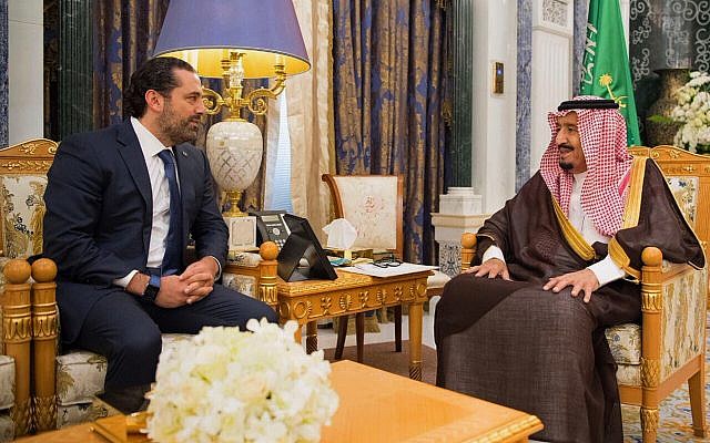 Saudi King Salman, right, meets with outgoing Lebanese Prime Minister Saad Hariri in Riyadh, Saudi Arabia, November 6, 2017. (Saudi Press Agency, via AP) Saudi King Salman, right, meets with outgoing Lebanese Prime Minister Saad Hariri in Riyadh, Saudi Arabia, November 6, 2017. (Saudi Press Agency, via AP)