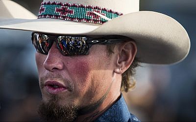 Johnnie Langendorff speaks to reporters about the mass shooting at the First Baptist Church in Sutherland Springs, Texas, on Monday, Nov. 6, 2017. (Nick Wagner/Austin American-Statesman via AP)