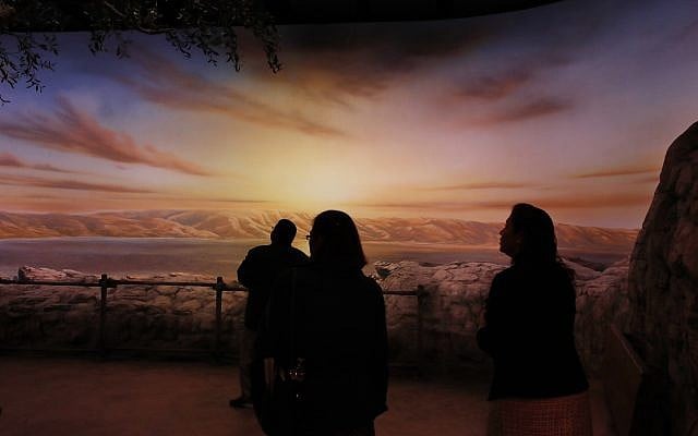 People preview the exhibit "The World of Jesus of Nazareth" at the Museum of the Bible, Monday, Oct. 30, 2017, in Washington. The museum was built by the owners of Hobby Lobby, cost $500 million to build, covers 430,000 square feet and is a few blocks from the U.S. Capitol. (AP Photo/Jacquelyn Martin)