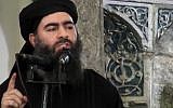 This file image made from video posted on a militant website July 5, 2014, shows the leader of the Islamic State group, Abu Bakr al-Baghdadi, delivering a sermon at a mosque in Iraq. (AP/Militant video, File)