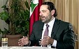 Former Lebanese prime minister Saad Hariri gives his first televised interview on November 12, 2017, eight days after announcing his resignation. (Future TV via AP)