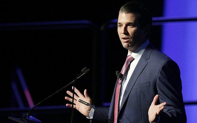 In this October 5, 2017, photo, Donald Trump Jr. speaks during a fundraiser for Faulkner University in Montgomery, Ala. (AP Photo/Brynn Anderson) In this October 5, 2017, photo, Donald Trump Jr. speaks during a fundraiser for Faulkner University in Montgomery, Ala. (AP Photo/Brynn Anderson)