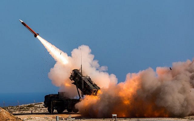 Illustrative: German soldiers assigned to Surface Air and Missile Defense Wing 1 fire the Patriot weapons system at the NATO Missile Firing Installation, in Chania, Greece, November 8, 2017. (Sebastian Apel/US Department of Defense, via AP) Illustrative: German soldiers assigned to Surface Air and Missile Defense Wing 1 fire the Patriot weapons system at the NATO Missile Firing Installation, in Chania, Greece, November 8, 2017. (Sebastian Apel/US Department of Defense, via AP)