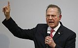 Former Alabama Chief Justice and US Senate candidate Roy Moore speaks at a church revival meeting, Jackson, Alabama, November 14, 2017. (AP/Brynn Anderson)