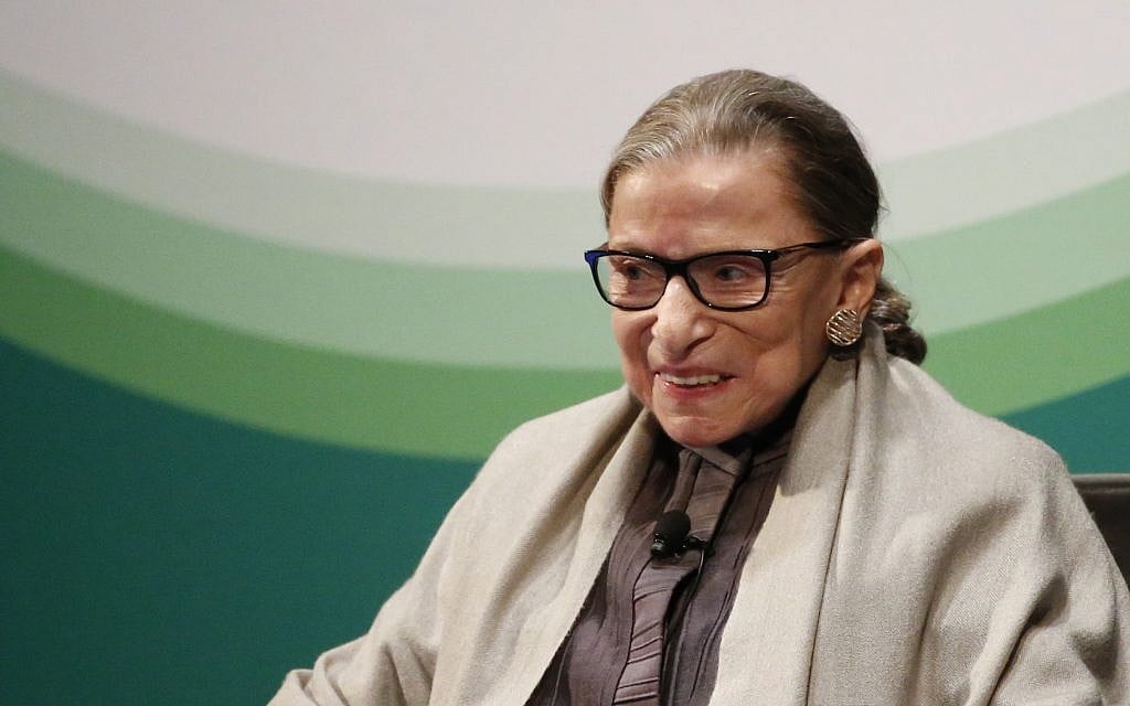 In this Sept. 11, 2017 file photo, US Supreme Court Justice Ruth Bader Ginsburg smiles as she converses with Judge Ann Claire Williams of the U.S. Court of Appeals for the Seventh Circuit at Roosevelt University, in Chicago. (AP Photo/Charles Rex Arbogast,)
