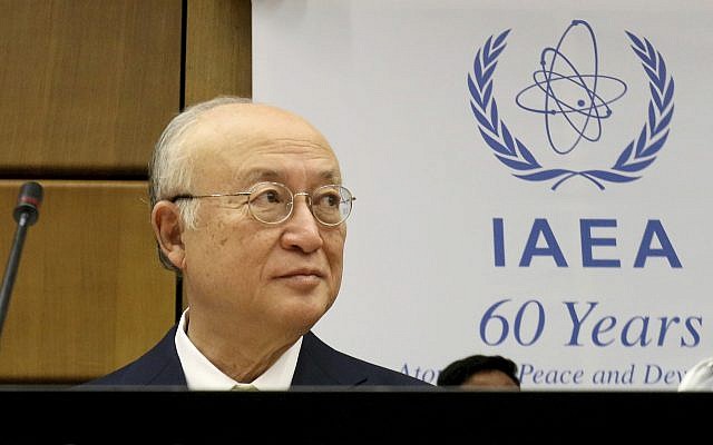Director General of the International Atomic Energy Agency, IAEA, Yukiya Amano of Japan at the IAEA board of governors meeting at the International Center in Vienna, Austria, November 23, 2017. (AP Photo/Ronald Zak)