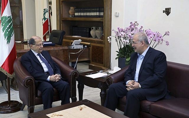 In this photo released by the Lebanese Government, Lebanese President Michel Aoun, left, meets with the head of Hezbollah's parliamentary bloc Mohammed Raad, at the Presidential Palace in Baabda, east of Beirut, Lebanon, November 27, 2017. (Dalati Nohra/Lebanese Government via AP) In this photo released by the Lebanese Government, Lebanese President Michel Aoun, left, meets with the head of Hezbollah's parliamentary bloc Mohammed Raad, at the Presidential Palace in Baabda, east of Beirut, Lebanon, November 27, 2017. (Dalati Nohra/Lebanese Government via AP)