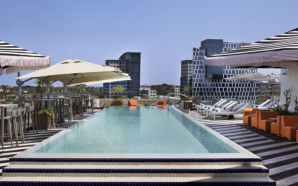 The rooftop pool and lounging area at Publica, the new Isrotel business hotel in Herzliya (Courtesy, Assaf Pinchuk) The rooftop pool and lounging area at Publica, the new Isrotel business hotel in Herzliya (Courtesy, Assaf Pinchuk)