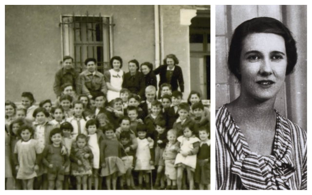 Left: Children and staff of Maison St. Christophe (Saint Christopher's Orphanage) during World War II; Mary Elmes, who secretly brought Jewish children to be saved from Auschwitz. (Courtesy Midas Films)