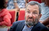 Former prime minister Ehud Barak attends a conference marking the 50th anniversary of the Six-Day War, at the Ben Zvi Institute in Jerusalem on June 5, 2017. (Yonatan Sindel/Flash90)