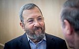 Former prime minister Ehud Barak attends a conference marking the 50th anniversary of the Six-Day War, at the Ben Zvi Institute in Jerusalem on June 5, 2017. (Yonatan Sindel/ Flash90)