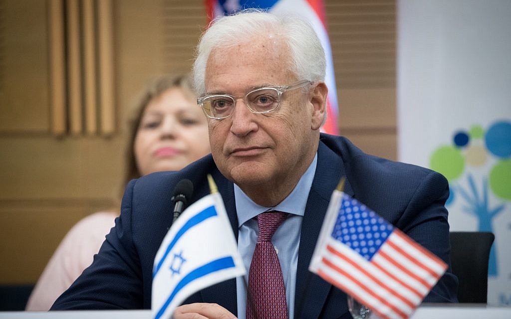 American Ambassador to Israel David Friedman attends a meeting of the lobby for Israel–United States relations at the Knesset, July 25, 2017. (Yonatan Sindel/Flash90)