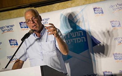 Agriculture Minister Uri Ariel at a conference of the National Union Political party in Jerusalem on September 12, 2017. (Yonatan Sindel/Flash90)