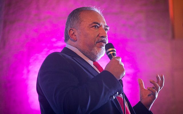 Defense Minister Avigdor Liberman attends at a conference in Jerusalem with lawmakers and members of his Yisrael Beytenu in honor of the the Jewish new year, on September 13, 2017. (Miriam Alster/Flash90) Defense Minister Avigdor Liberman attends at a conference in Jerusalem with lawmakers and members of his Yisrael Beytenu in honor of the the Jewish new year, on September 13, 2017. (Miriam Alster/Flash90)