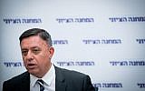 Zionist Union leader Avi Gabbay heads a faction meeting at the Knesset on October 30, 2017. (Yonatan Sindel/Flash90)