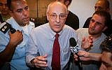 Attorney Itzhak Molcho at speaks with protesters at his office in Jerusalem on September 10, 2007. (Flash90)