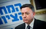 Zionist Union leader Avi Gabbay leads a faction meeting at the Knesset on November 6, 2017. (Miriam Alster/Flash90)