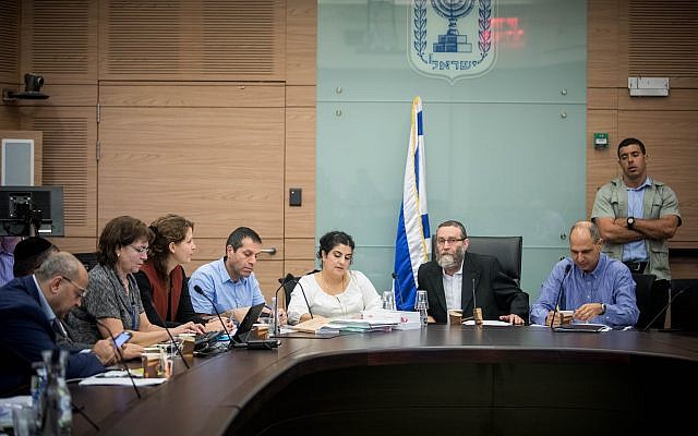 The Knesset Finance Committee meets in the Knesset, Jerusalem, November 8, 2017. (Yonatan Sindel/Flash90) The Knesset Finance Committee meets in the Knesset, Jerusalem, November 8, 2017. (Yonatan Sindel/Flash90)