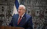 President Reuven Rivlin delivers a speech at the President's residence in Jerusalem on November 22, 2017. (Hadas Parush/Flash90)