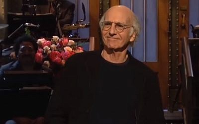 Screen capture from video of comedian Larry David making jokes about picking up women in concentration camps during the Holocaust, November 4, 2017. (YouTube/netStuff)