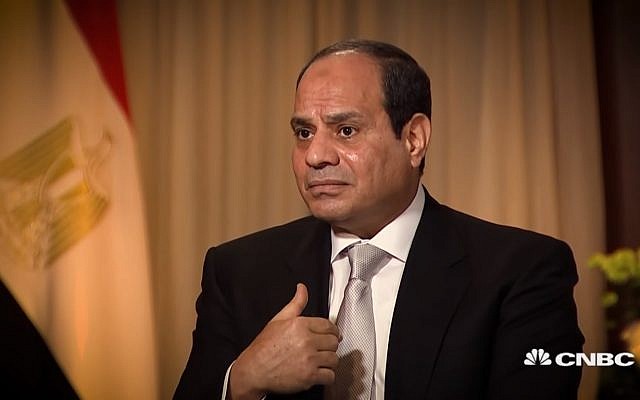 Egyptian President Abdel-Fattah el-Sissi interviewed on CNBC, November 7, 2017. (Screen capture: CNBC) Egyptian President Abdel-Fattah el-Sissi interviewed on CNBC, November 7, 2017. (Screen capture: CNBC)