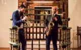 Jerusalem Jazz Festival director and trumpeter Avishai Cohen (left) at the 2015 festival (Courtesy Jerusalem Jazz Festival)