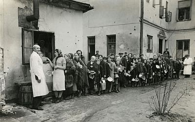 Illustrative: Jews are seen lining up in the Warsaw Ghetto during World War II. (Courtesy of American Jewish Joint Distribution Committee Archives via JTA)