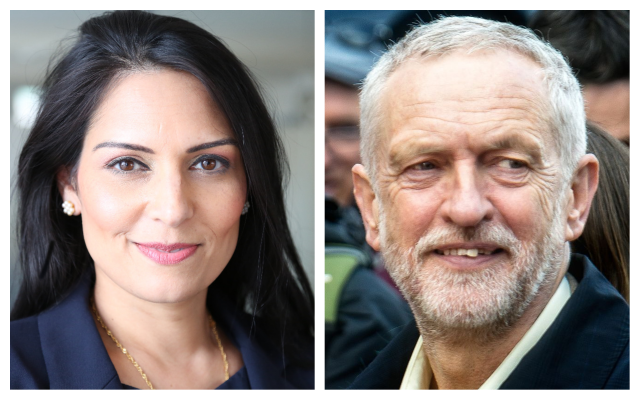 UK international development minister MP Priti Patel (Wikipedia/Russell Watkins/Department for International Development/CC BY 2.0) and Jeremy Corbyn. (Public domain/CC0/Garry Knight)