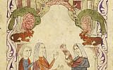 Depiction of the finding of Moses in the Nile by Pharaoh’s daughter. Hispano-Moresque Haggadah, Spain 1275-1324 (courtesy British Library)