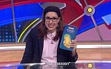 Comedian Shani Cohen, dressed as Sivan Rahav-Meir, a Torah commentator and new character on satirical news show 'Eretz Nehederet' (Courtesy 'Eretz Nehederet')