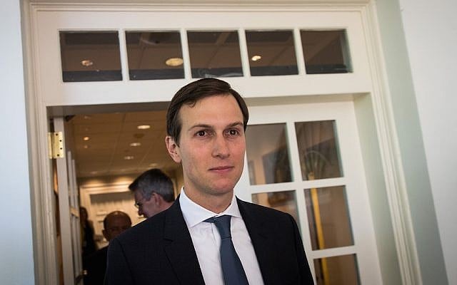 White House Senior Advisor to the President Jared Kushner exits the West Wing at the White House, on October 17, 2017, in Washington, DC. (Drew Angerer/Getty Images via JTA) White House Senior Advisor to the President Jared Kushner exits the West Wing at the White House, on October 17, 2017, in Washington, DC. (Drew Angerer/Getty Images via JTA)