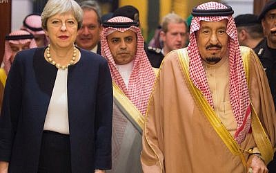 In this photo released by the state-run Saudi Press Agency, British Prime Minister Theresa May meets Saudi King Salman in Riyadh, Saudi Arabia, on November 29, 2017. (Saudi Press Agency via AP)